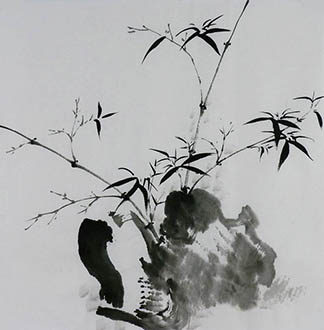 Chinese Bamboo Painting,50cm x 50cm,2407110-x