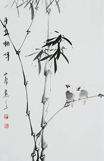 Chinese Bamboo Painting,69cm x 46cm,2604011-x