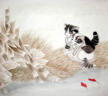 Chinese Cat Painting,66cm x 66cm,4620021-x