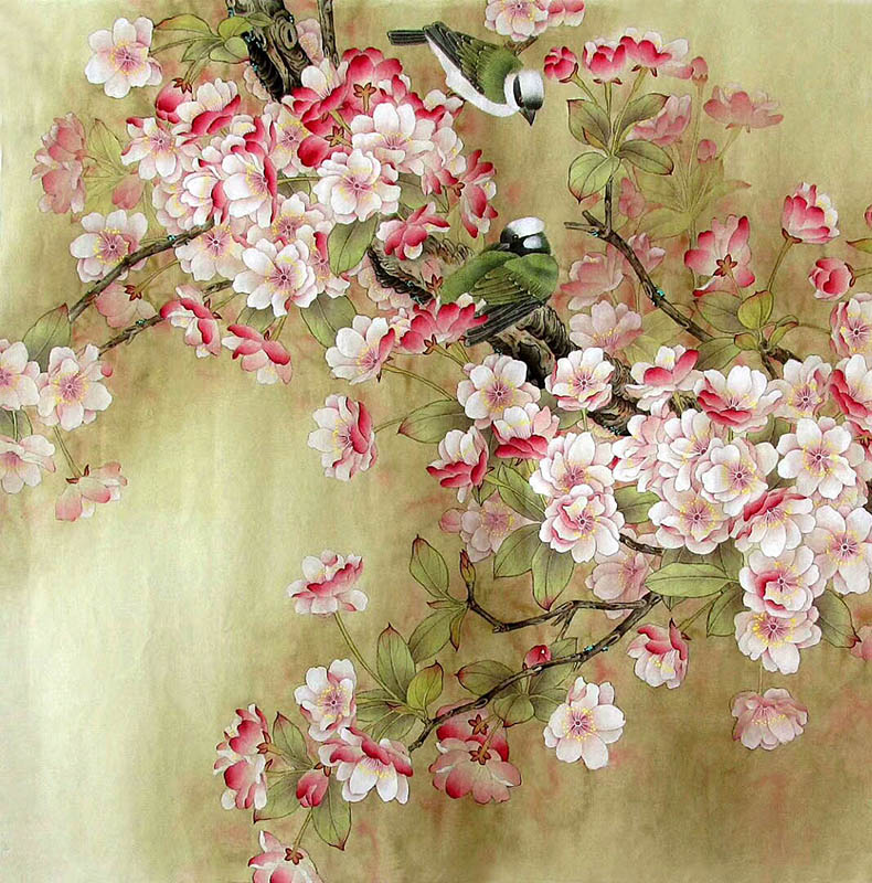 Chinese Cherry Blossom Painting 2387084, 68cm x 68cm(27〃 x 27〃)