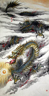 Chinese Dragon Painting,68cm x 136cm,4696007-x