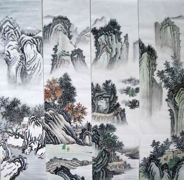 Four Screens of Landscapes,35cm x 136cm(14〃 x 53〃),1101005-z