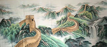 Chinese Great Wall Painting,96cm x 240cm,xll1001004-x