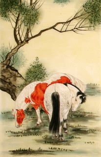 Chinese Horse Painting,43cm x 65cm,4670005-x