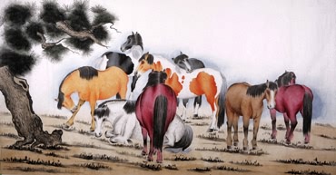 Chinese Horse Painting,120cm x 240cm,4670008-x