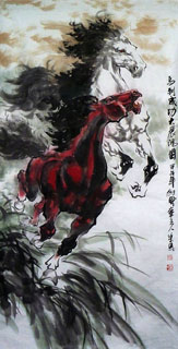 Chinese Horse Painting,68cm x 136cm,4695063-x
