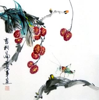 Chinese Insects Painting,33cm x 33cm,2572001-x