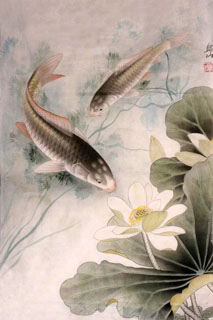 Chinese Koi Fish Painting,69cm x 46cm,2379002-x