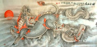 Chinese Kylin Painting,66cm x 130cm,4317003-x