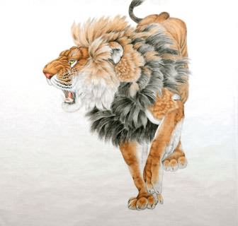 Chinese Lion Painting,97cm x 90cm,4733002-x