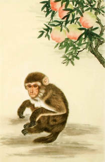 Chinese Monkey Painting,69cm x 46cm,4616007-x