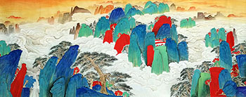 Chinese Mountains Painting,96cm x 240cm,clt11092001-x
