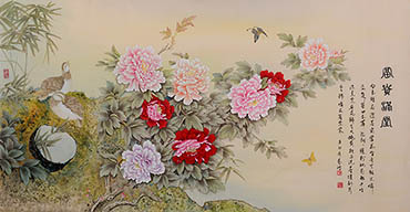 Chinese Peony Painting,92cm x 174cm,2384002-x
