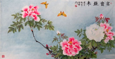 Chinese Peony Painting,68cm x 136cm,2388062-x