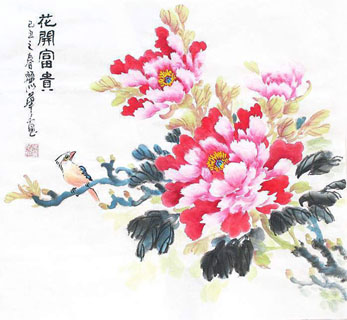 Chinese Peony Painting,50cm x 50cm,2485094-x