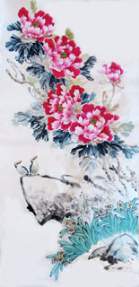 Chinese Peony Painting,68cm x 136cm,2485121-x