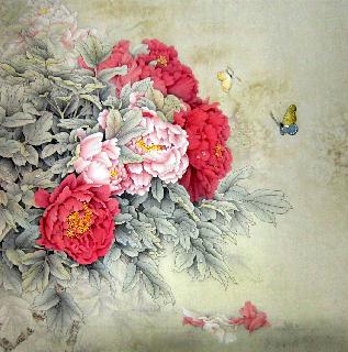 Chinese Peony Painting,68cm x 68cm,2574005-x