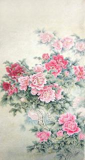 Chinese Peony Painting,97cm x 180cm,2574008-x