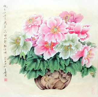 Chinese Peony Painting,69cm x 69cm,2617004-x