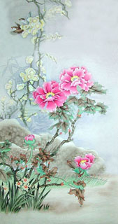 Chinese Peony Painting,66cm x 136cm,2617006-x