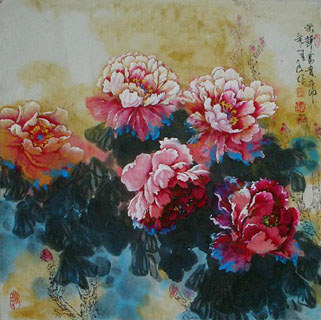 Chinese Peony Painting,70cm x 70cm,2695038-x
