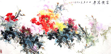 Chinese Peony Painting,69cm x 138cm,csy21097002-x