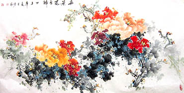 Chinese Peony Painting,69cm x 138cm,csy21097003-x