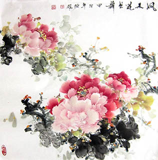 Chinese Peony Painting,66cm x 66cm,csy21097011-x