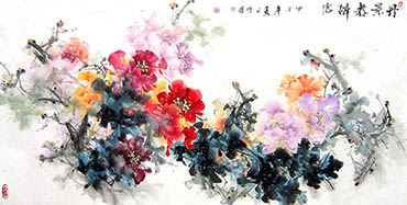 Chinese Peony Painting,69cm x 138cm,csy21097015-x