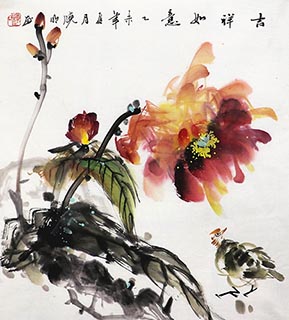 Chinese Peony Painting,50cm x 50cm,cxm21106001-x