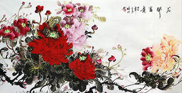 Chinese Peony Painting,68cm x 136cm,cxm21106016-x