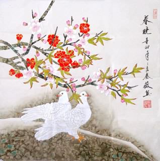 Chinese Pigeon Painting,66cm x 66cm,2527002-x