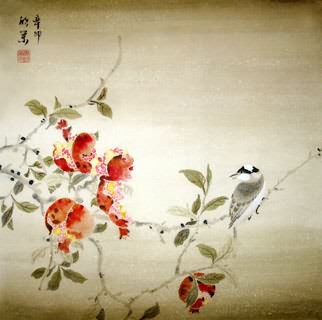 Chinese Pomegranate Painting,50cm x 50cm,2395017-x