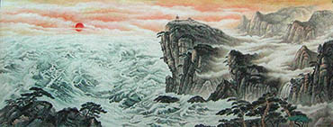 Chinese Sea Painting,120cm x 300cm,1011027-x