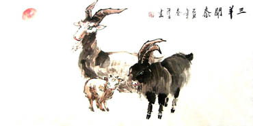 Chinese Sheep Painting,50cm x 100cm,4326011-x