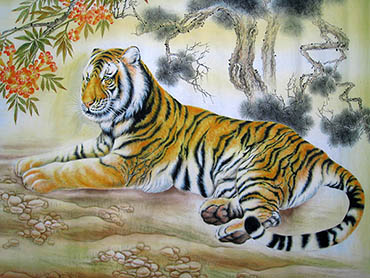 Chinese Tiger Painting,60cm x 80cm,4011007-x