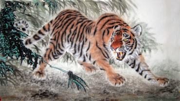 Chinese Tiger Painting,97cm x 180cm,4514004-x