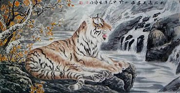 Chinese Tiger Painting,68cm x 136cm,4695100-x