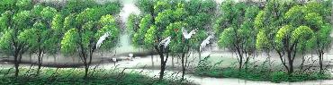 Chinese Trees Painting,34cm x 168cm,lz11095007-x