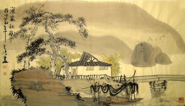 Chinese Village Countryside Painting,50cm x 80cm,1579001-x
