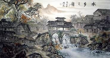 Chinese Water Township Painting,97cm x 180cm,1203001-x