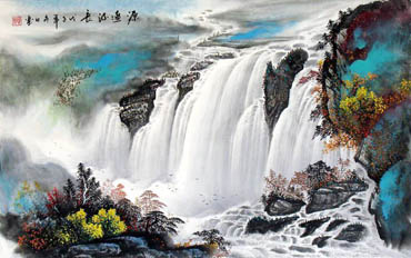 Chinese Waterfall Painting,60cm x 97cm,1107007-x