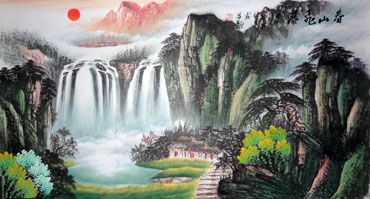 Chinese Waterfall Painting,50cm x 100cm,1146002-x