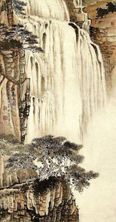 Chinese Waterfall Painting,55cm x 100cm,1452021-x