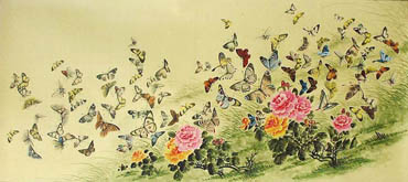 Chinese 100 Birds Painting,70cm x 165cm,2336142-x