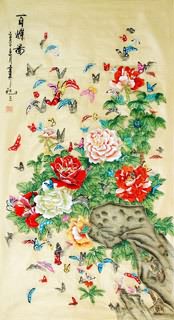 Chinese 100 Birds Painting,60cm x 100cm,2439007-x