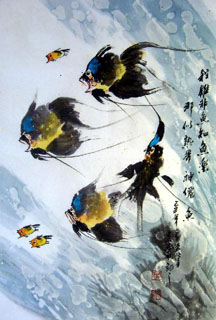 Chinese Angelfish Painting,45cm x 65cm,2326010-x