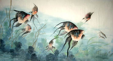 Chinese Angelfish Painting,97cm x 180cm,2326035-x