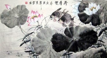 Chinese Angelfish Painting,55cm x 100cm,2370003-x