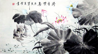 Chinese Angelfish Painting,55cm x 100cm,2370004-x